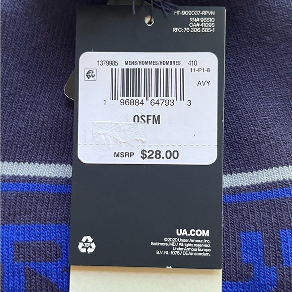 Under Armour Beanie UA Men’s OSFM Halftime Blue Cuffed Pom Knit Hat New - Picture 3 of 4